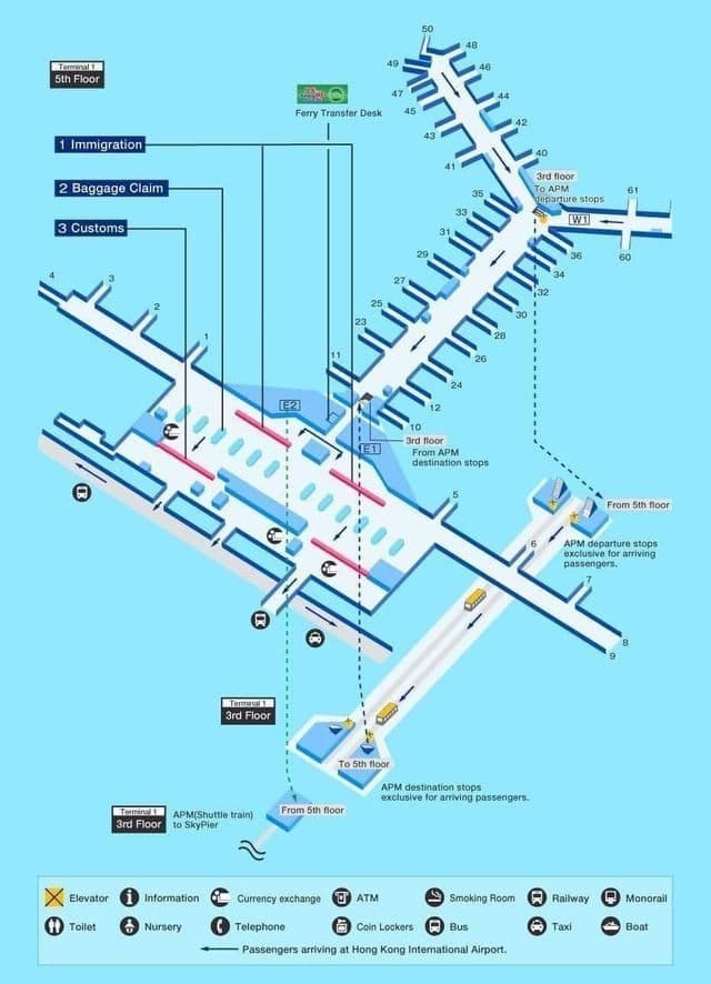 Karte des Hongkonger Flughafen-Terminals