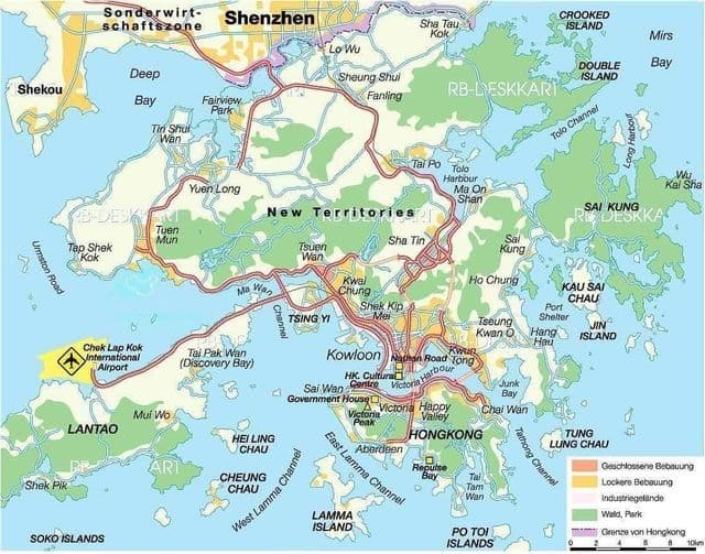 Karte der Flughäfen in Hongkong