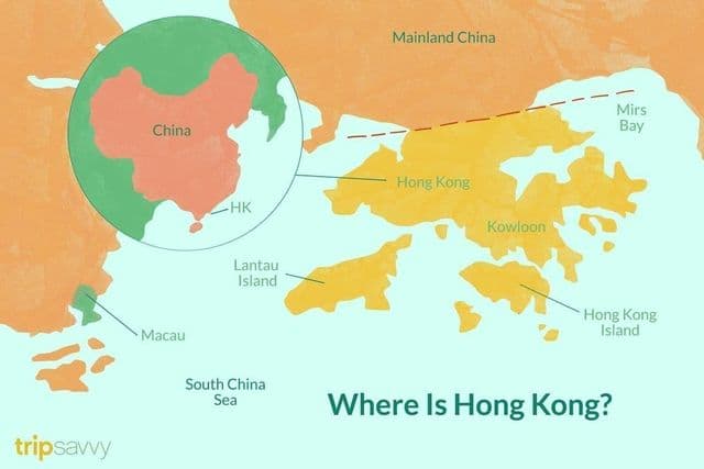 Hongkong auf der Landkarte Chinas