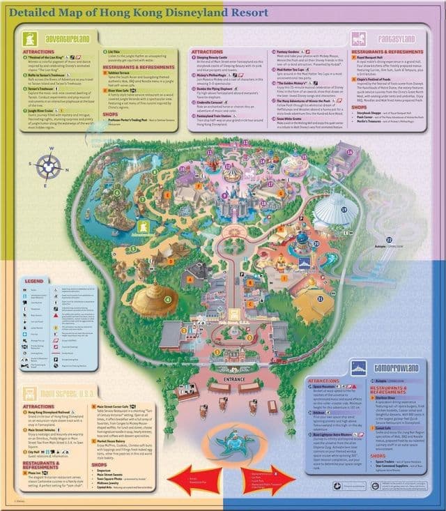 Karte des Disneyland-Parks in Hongkong
