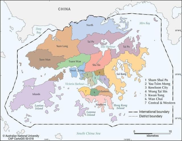 Bezirkskarte von Hongkong