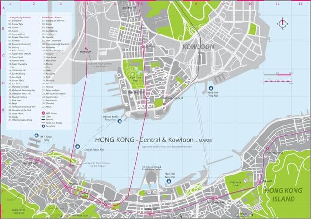 Karte des Stadtzentrums von Hongkong