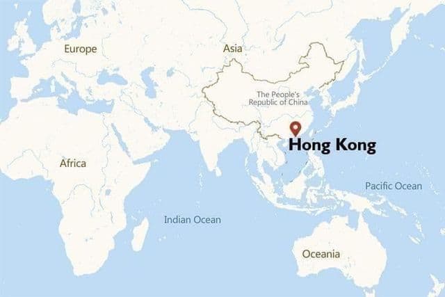 Standort Hongkong auf der Weltkarte