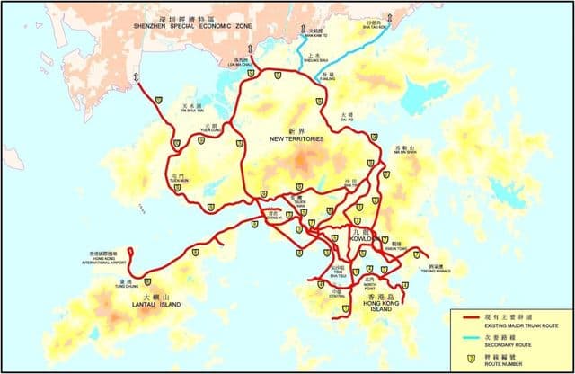 Straßenkarte von Hongkong