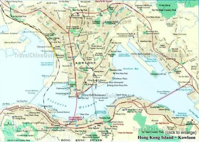 Straßenkarte von Hongkong