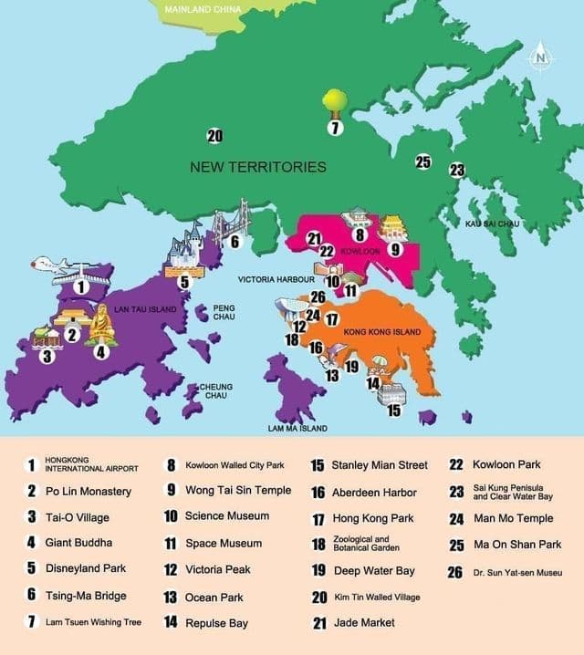 Hongkong Besichtigungskarte