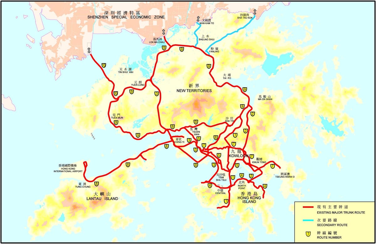 Straßenkarte von Hongkong