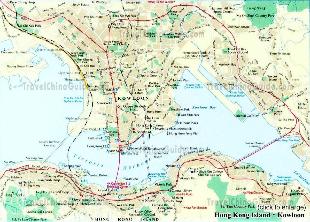 Straßenkarte von Hongkong